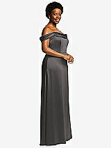 Side View Thumbnail - Caviar Gray Draped Pleat Off-the-Shoulder Maxi Dress