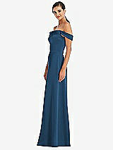 Alt View 2 Thumbnail - Dusk Blue Draped Pleat Off-the-Shoulder Maxi Dress