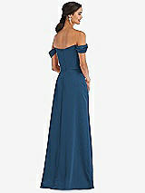Alt View 3 Thumbnail - Dusk Blue Draped Pleat Off-the-Shoulder Maxi Dress