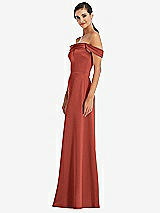 Alt View 2 Thumbnail - Amber Sunset Draped Pleat Off-the-Shoulder Maxi Dress