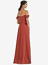 Alt View 3 Thumbnail - Amber Sunset Draped Pleat Off-the-Shoulder Maxi Dress