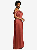 Side View Thumbnail - Amber Sunset Draped Pleat Off-the-Shoulder Maxi Dress