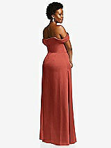 Rear View Thumbnail - Amber Sunset Draped Pleat Off-the-Shoulder Maxi Dress