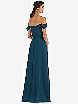 Alt View 3 Thumbnail - Atlantic Blue Draped Pleat Off-the-Shoulder Maxi Dress