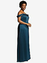 Side View Thumbnail - Atlantic Blue Draped Pleat Off-the-Shoulder Maxi Dress