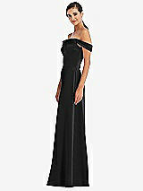 Alt View 2 Thumbnail - Black Draped Pleat Off-the-Shoulder Maxi Dress