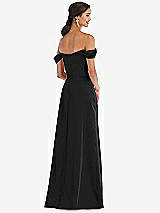 Alt View 3 Thumbnail - Black Draped Pleat Off-the-Shoulder Maxi Dress
