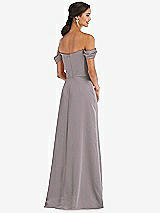 Alt View 3 Thumbnail - Cashmere Gray Draped Pleat Off-the-Shoulder Maxi Dress