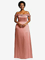 Front View Thumbnail - Desert Rose Draped Pleat Off-the-Shoulder Maxi Dress