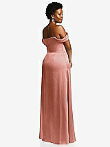 Rear View Thumbnail - Desert Rose Draped Pleat Off-the-Shoulder Maxi Dress