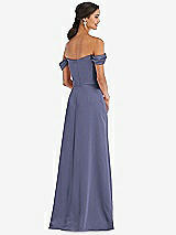 Alt View 3 Thumbnail - French Blue Draped Pleat Off-the-Shoulder Maxi Dress