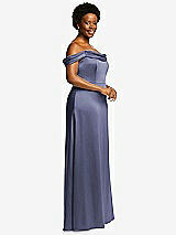 Side View Thumbnail - French Blue Draped Pleat Off-the-Shoulder Maxi Dress