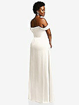 Rear View Thumbnail - Ivory Draped Pleat Off-the-Shoulder Maxi Dress