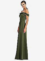 Alt View 2 Thumbnail - Olive Green Draped Pleat Off-the-Shoulder Maxi Dress