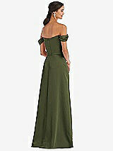 Alt View 3 Thumbnail - Olive Green Draped Pleat Off-the-Shoulder Maxi Dress