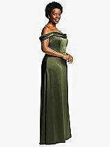 Side View Thumbnail - Olive Green Draped Pleat Off-the-Shoulder Maxi Dress