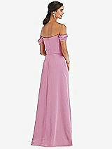 Alt View 3 Thumbnail - Powder Pink Draped Pleat Off-the-Shoulder Maxi Dress