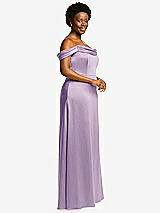 Side View Thumbnail - Pale Purple Draped Pleat Off-the-Shoulder Maxi Dress