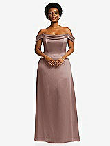 Front View Thumbnail - Sienna Draped Pleat Off-the-Shoulder Maxi Dress