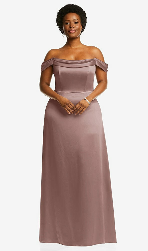Front View - Sienna Draped Pleat Off-the-Shoulder Maxi Dress