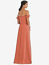 Alt View 3 Thumbnail - Terracotta Copper Draped Pleat Off-the-Shoulder Maxi Dress