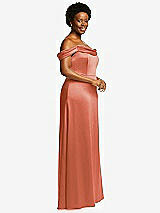 Side View Thumbnail - Terracotta Copper Draped Pleat Off-the-Shoulder Maxi Dress