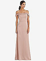 Alt View 1 Thumbnail - Toasted Sugar Draped Pleat Off-the-Shoulder Maxi Dress
