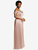 Side View Thumbnail - Toasted Sugar Draped Pleat Off-the-Shoulder Maxi Dress