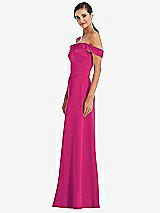 Alt View 2 Thumbnail - Think Pink Draped Pleat Off-the-Shoulder Maxi Dress