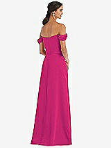 Alt View 3 Thumbnail - Think Pink Draped Pleat Off-the-Shoulder Maxi Dress