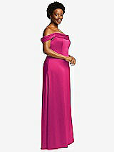 Side View Thumbnail - Think Pink Draped Pleat Off-the-Shoulder Maxi Dress