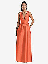 Front View Thumbnail - Fiesta Plunging Neckline Maxi Dress with Pockets