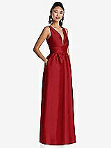 Side View Thumbnail - Garnet Plunging Neckline Maxi Dress with Pockets