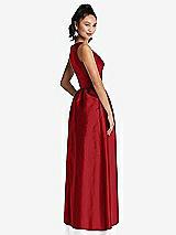 Rear View Thumbnail - Garnet Plunging Neckline Maxi Dress with Pockets