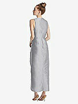 Rear View Thumbnail - French Gray Plunging Neckline Shirred Tulip Skirt Midi Dress