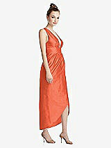 Side View Thumbnail - Fiesta Plunging Neckline Shirred Tulip Skirt Midi Dress