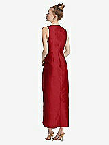 Rear View Thumbnail - Garnet Plunging Neckline Shirred Tulip Skirt Midi Dress