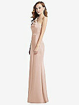 Side View Thumbnail - Cameo Shirred One-Shoulder Satin Trumpet Dress - Maddie
