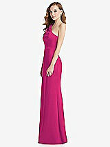 Side View Thumbnail - Think Pink Shirred One-Shoulder Satin Trumpet Dress - Maddie