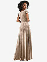 Rear View Thumbnail - Topaz Cowl-Neck Cap Sleeve Velvet Maxi Dress with Pockets