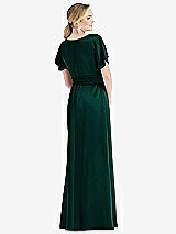 Rear View Thumbnail - Evergreen Cowl-Neck Kimono Sleeve Maxi Dress with Bowed Sash