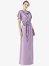 Front View Thumbnail - Pale Purple Cowl-Neck Kimono Sleeve Maxi Dress with Bowed Sash