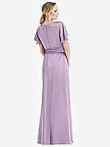 Rear View Thumbnail - Pale Purple Cowl-Neck Kimono Sleeve Maxi Dress with Bowed Sash