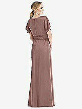 Rear View Thumbnail - Sienna Cowl-Neck Kimono Sleeve Maxi Dress with Bowed Sash
