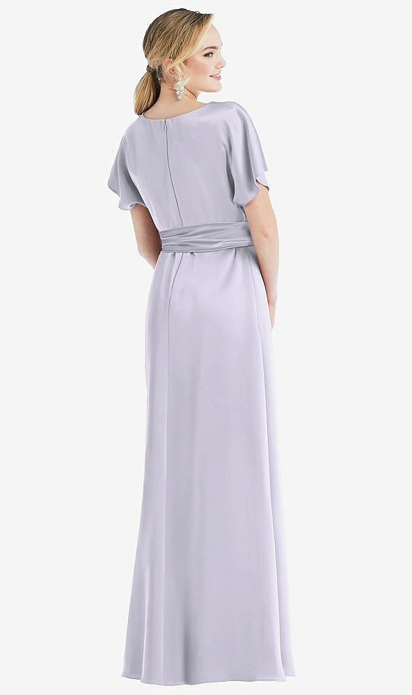 Back View - Silver Dove Cowl-Neck Kimono Sleeve Maxi Dress with Bowed Sash
