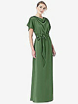 Front View Thumbnail - Vineyard Green Cowl-Neck Kimono Sleeve Maxi Dress with Bowed Sash