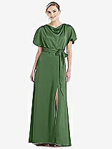Side View Thumbnail - Vineyard Green Cowl-Neck Kimono Sleeve Maxi Dress with Bowed Sash
