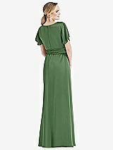 Rear View Thumbnail - Vineyard Green Cowl-Neck Kimono Sleeve Maxi Dress with Bowed Sash