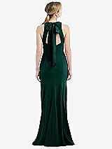 Front View Thumbnail - Evergreen & Evergreen Cutout Open-Back Halter Maxi Dress with Scarf Tie