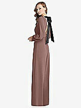 Alt View 1 Thumbnail - Sienna & Black Bishop Sleeve Open-Back Jumpsuit with Scarf Tie